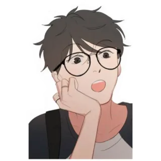 😲 kartun, anime, stiker, karakter, pria, kacamata telegram sticker