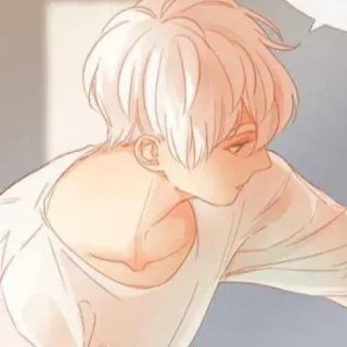 🌧 Chico anime, Ilustración, Dibujos animados, Pelo blanco, Hombre, Boceto telegram sticker