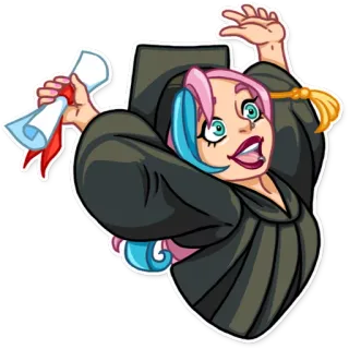 👩 Abschluss, Diplom, Doktorhut, Frau, Studentin, Feier, Glückwunsch telegram sticker