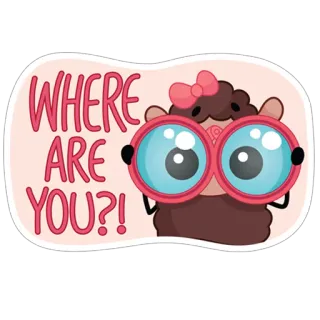😊 WHERE ARE YOU?! cute, animal, binoculars, question whatsapp sticker
