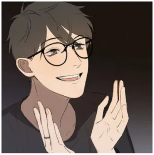 👏 kreskówka, mężczyzna, okulary, osoba, anime, postać telegram sticker
