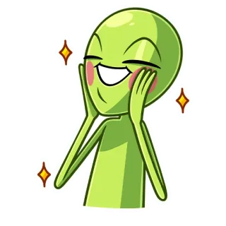 ☺️ Alien, Cartoon, Niedlich, Lächeln, Fröhlich, Grün telegram sticker