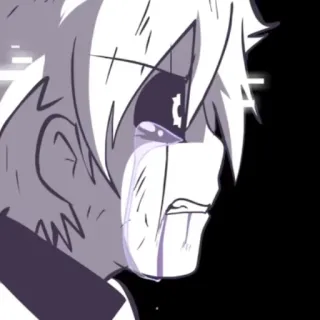❤️‍🔥 chorando, triste, anime, lágrimas, mangá, escala de cinza telegram sticker