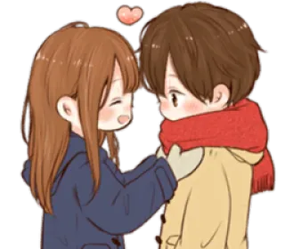❤ słodkie, kreskówka, para, miłość, romantyczny telegram sticker