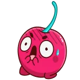 😨 cereza, fruta, dibujos animados, lindo, kawaii, pegatina telegram sticker