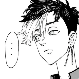 😐 Аниме, Манга, Персонаж, Рисунок, Черно-белое, Портрет telegram sticker