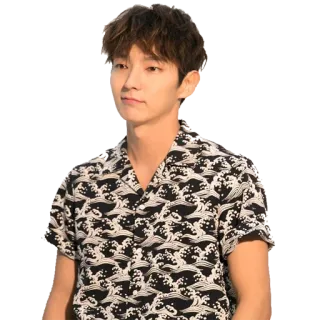 ☹️ Lee Joon-gi actor, korean, celebrity, portrait, man, hawaiian shirt telegram sticker