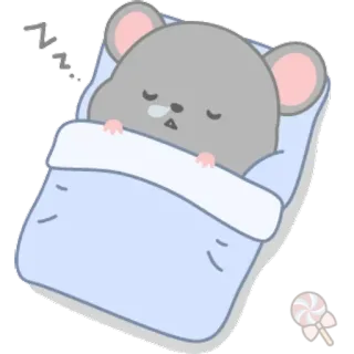 🐀 мышь, сон, кровать, милый, животное telegram sticker