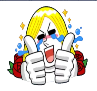 👍 アニメ, 絵文字, キャラクター, 興奮, 涙, バラ, 星 telegram sticker