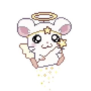 🎉 hamster, angel, cute, kawaii, pixel art telegram sticker