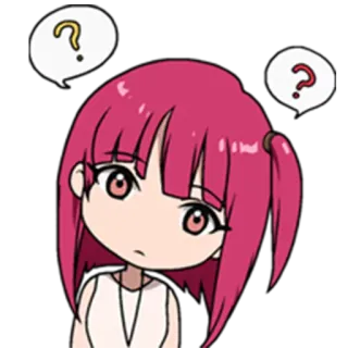 😶 anime, signo de interrogación, confundida, chica, manga, pegatina, linda, pensando whatsapp sticker