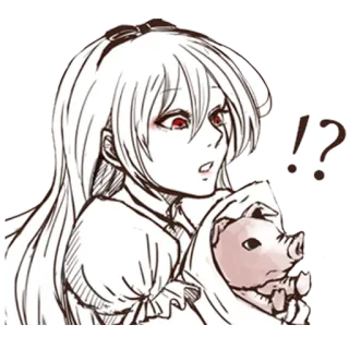 ⁉️ anime, girl, pig, cute, question, exclamation telegram sticker