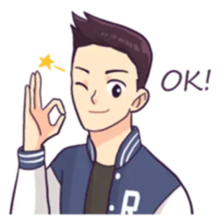 👌 OK! ok, tudo bem, aprovação, piscadela, desenho animado telegram sticker
