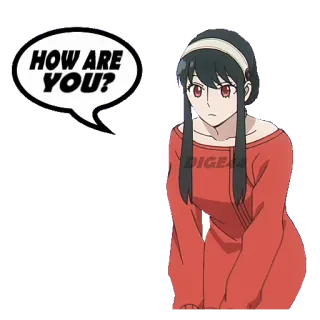 🤧 Yor Forger Spy × Family HOW ARE YOU? Anime, Yor Forger, Spy x Family, Wie geht es dir?, Gruß, Cartoon telegram sticker