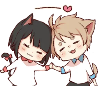 💛 кот, пара, милый, любовь, романтика, аниме telegram sticker