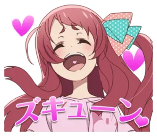 💓 ズキューン Аниме, Сердце, Милый, Девушка, Зомби, Розовый, Zombieland Saga telegram sticker