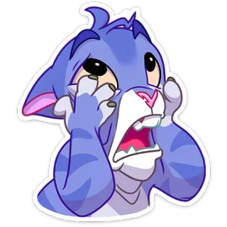 😩 cartone animato, scioccato, gatto, spaventato, emozioni, angosciato telegram sticker