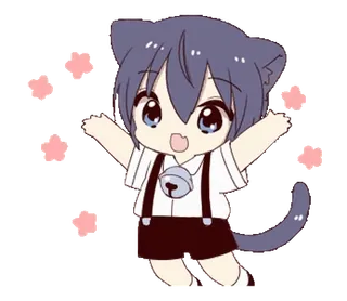🥰 anime, cat, chibi, kawaii, cute, cartoon telegram sticker