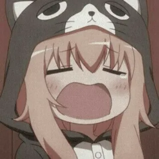😭 动漫, 卡通, 可爱, 萌, 困, 打哈欠, 猫, 帽衫 whatsapp sticker