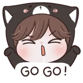☁️ GO GO ! semangat, dukungan, imut, beruang, kartun, anime whatsapp sticker