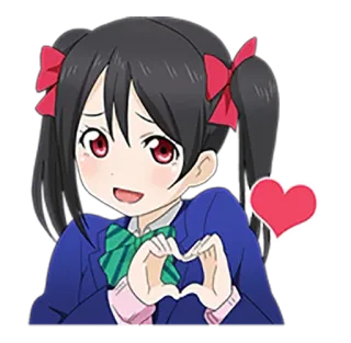 ❤ Yazawa Nico Love Live! Anime, Ragazza, Idol, Cartone animato, Cuore, Carino telegram sticker