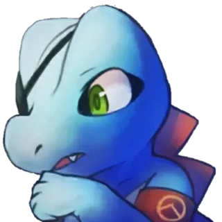 🤔 lizard, eye patch, blue, cartoon, animal, character telegram sticker