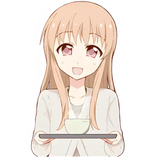 ☕ 애니메이션 소녀, 귀여운, 만화, 차, 카와이, 일러스트 telegram sticker