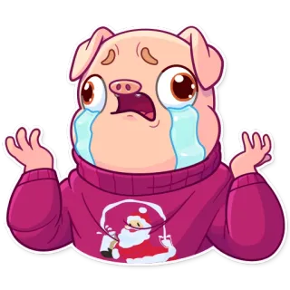 😭 babi, menangis, kartun, sedih, sweter, emosional telegram sticker