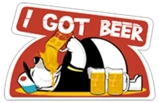 🍺 I GOT BEER birra, panda, bere, alcol, festa, divertente, cartone animato telegram sticker