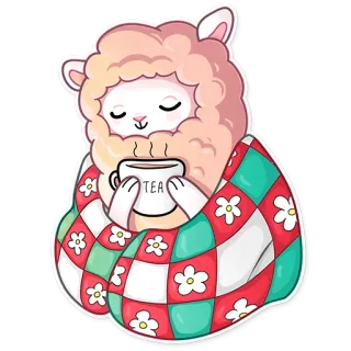 😌 TEA Lama, Alpaka, Tee, Getränk, Süß, Tier, Cartoon whatsapp sticker