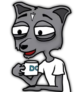 😪 DO Hund, Kaffee, müde, Cartoon, Tasse, Tier telegram sticker