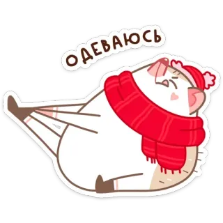 🧦 ОДЕВАЮСЬ gatto, sciarpa, inverno, cappello, carino, vestirsi telegram sticker