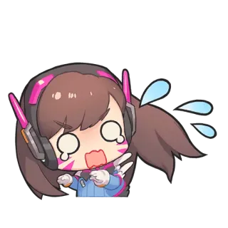 😱 D.Va Overwatch D.Va, Overwatch, Video game, Gamer, Kawaii, Chibi telegram sticker