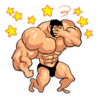 🌀 mięśnie, gwiazdy, zły, kreskówka, kulturysta telegram sticker