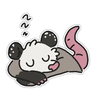 😴 опоссум, животное, спящий, милый, мультяшный, сумчатый whatsapp sticker