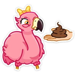 💩 フラミンゴ, 鳥, 漫画, うんち, 絵文字, 動物 telegram sticker