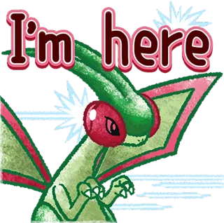 👻 I'm here Flygon, Pokemon, cute, sticker, dragon, green, cartoon telegram sticker
