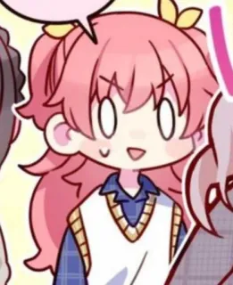😅 anime, desenho animado, personagem, cabelo rosa, garota, chibi, fofo whatsapp sticker