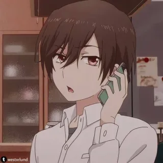 🔪 Anime, Ragazzo, Personaggio, Telefono, Parlare, Cartone animato telegram sticker