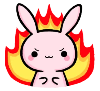 😡 lapin, lapin, en colère, feu, dessin animé, mignon, animal whatsapp sticker