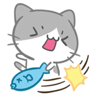 😖 X.x 猫, 魚, 動物, マンガ, 可愛い, ペット telegram sticker