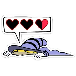 🫠 Cartoon, Sticker, Erschöpft, Herzen, Magier, Müde telegram sticker