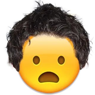 😦 emoji, face, hair, expression, emotion, meme telegram sticker