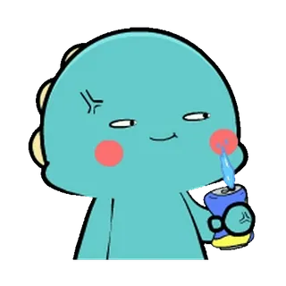 🦕 만화, 귀여운, 괴물, 탄산, 음료, 화난 whatsapp sticker