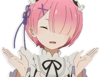 😀 Ram Re:Zero Anime, Ram, Re:Zero, Maid, Carino, Capelli Rosa whatsapp sticker