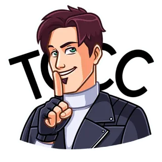 🤫 TCCC character, sticker, cartoon, finger, shush telegram sticker