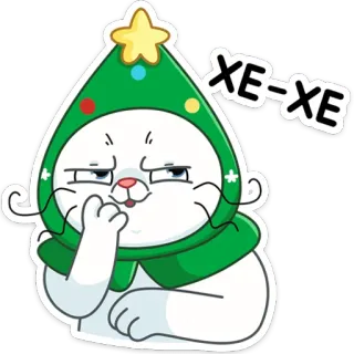 😀 XE-XE кот, животное, рождество, шапка, милый, мультфильм telegram sticker