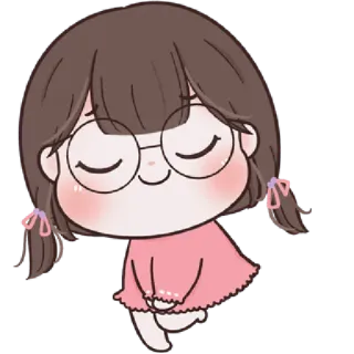 🥨 Cartone animato, Ragazza, Carino, Occhiali, Rosa, Illustrazione telegram sticker
