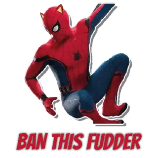 🤬 Spider-Man BAN THIS FUDDER Человек-паук, кошачьи ушки, наклейка telegram sticker