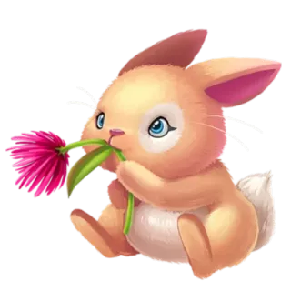 🌸 토끼, 귀여운, 꽃, 동물, 만화 telegram sticker